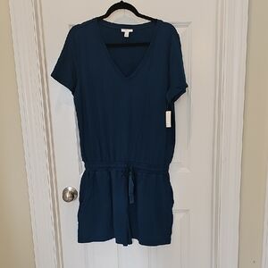 Daily Ritual Teal V Neck Romper